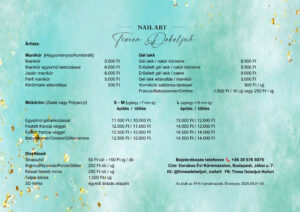 Kézápolás, műköröm árlista - Debeljuh Tímea